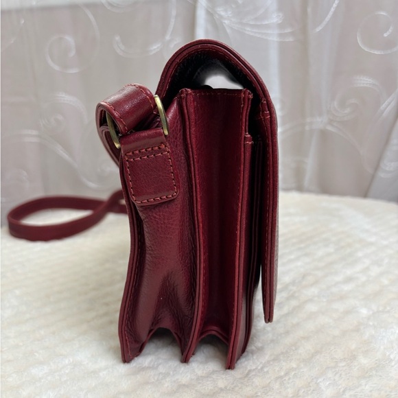 Derek Alexander East/West Half Flap Multi Compartment Red Leather Crossbody - Picture 6 of 13